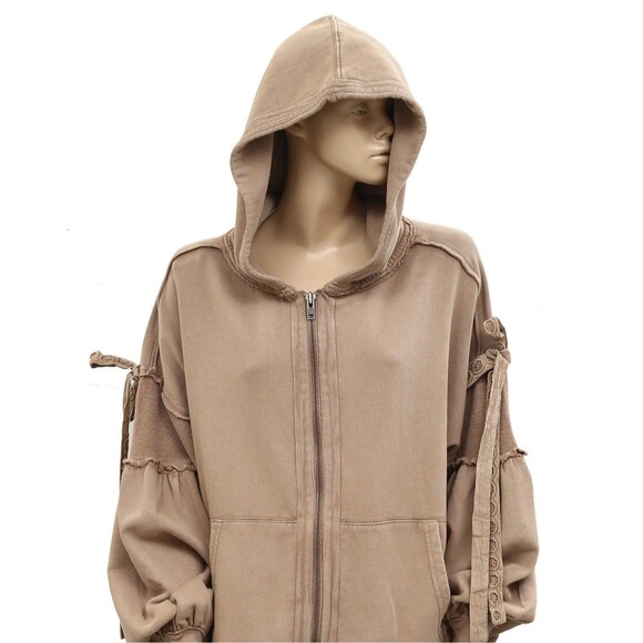 Free People Bow Girl Sweatshirt Hoodie Jacket Top Oversized Cotton S NWT 283838 - Picture 6 of 11